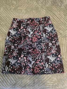 H&M Black Pencil Skirt with Pink and White Floral Print